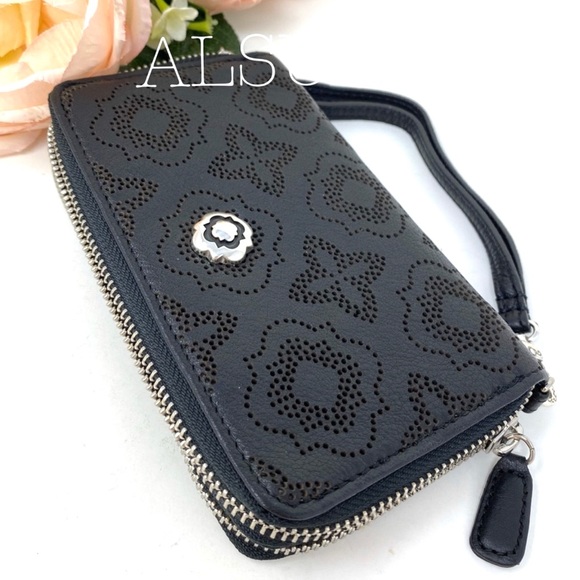 Brighton Octavia Perf Doublezipper Le Wallet Black - Picture 2 of 8